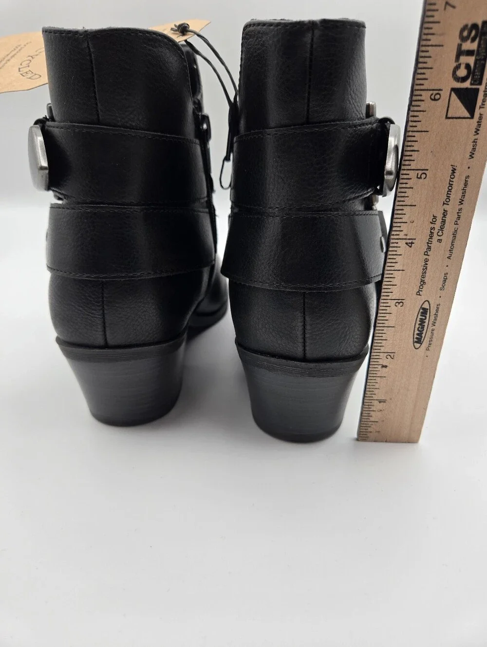 NEW Frye & Co Bellame Black Side Zip Ankle Boots Size 7.5 Moto Western Goth